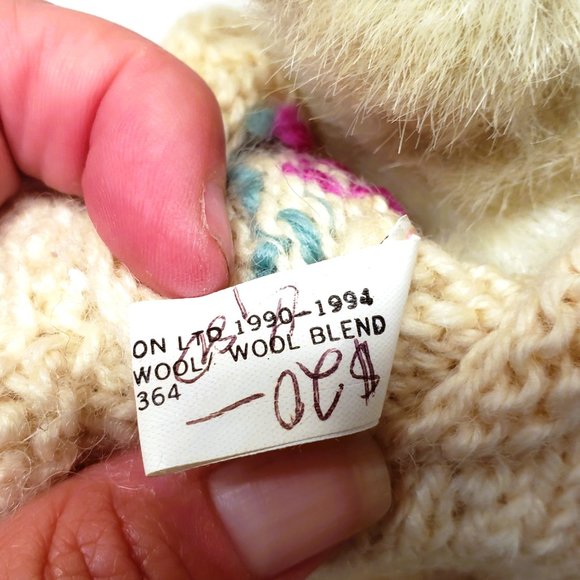 Vtg Boyds Bear Knit Sweater Flower Plush Blond Tan Articulated Legs Posable 8" - Picture 6 of 9